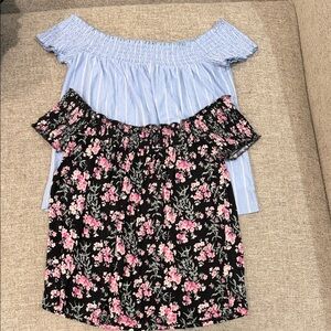 American Eagle Outfitters Blue and Black Floral Blouses